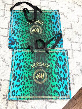 Lot of 2 Versace for H&M XL Paper Shopping Bags